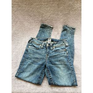 True Religion "Halle" slim fit acid wash multi-zip women's jeans sz 27 (F6)